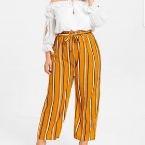 Striped wide leg trousers